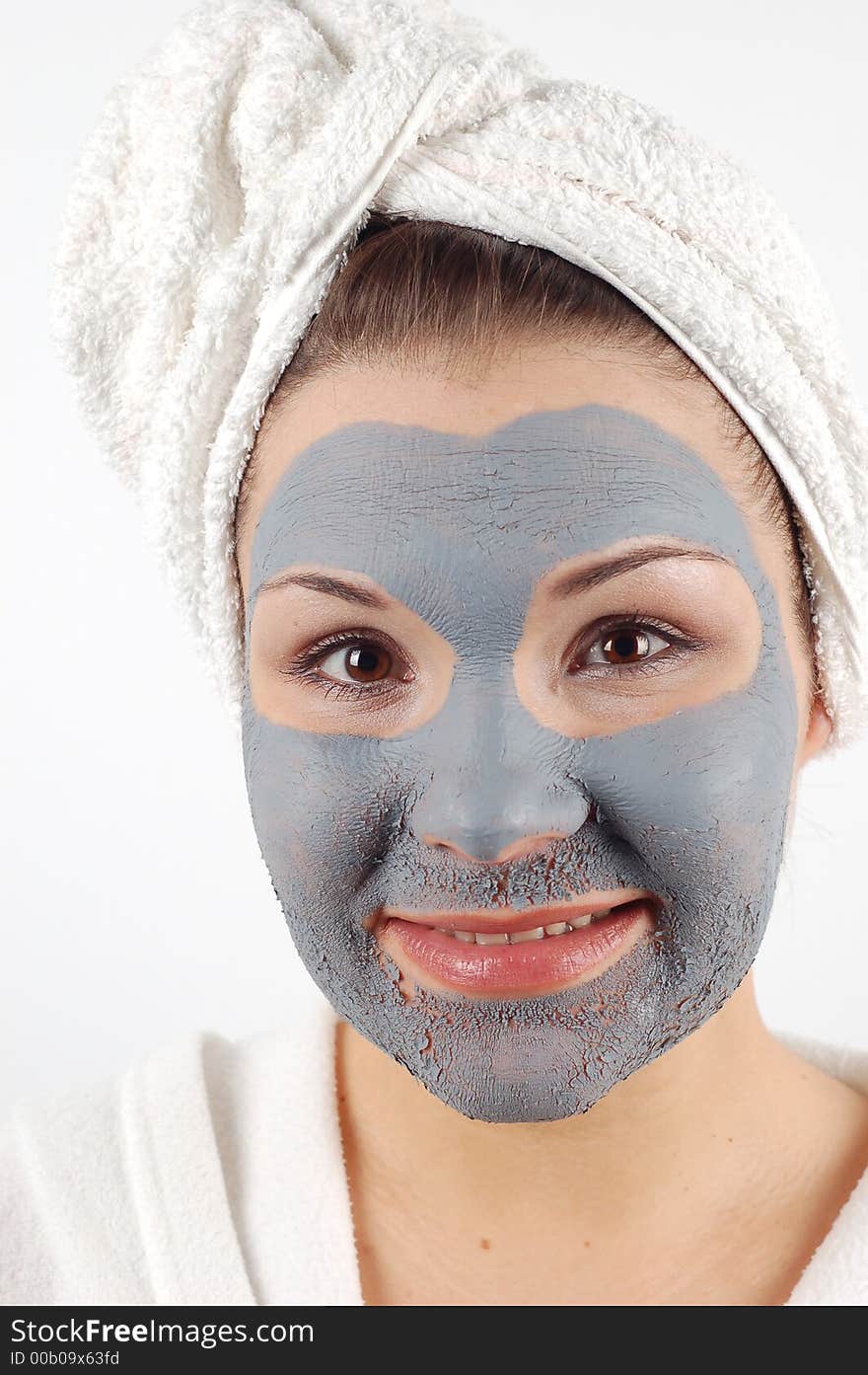 Attractive woman in blue facial mask. Attractive woman in blue facial mask