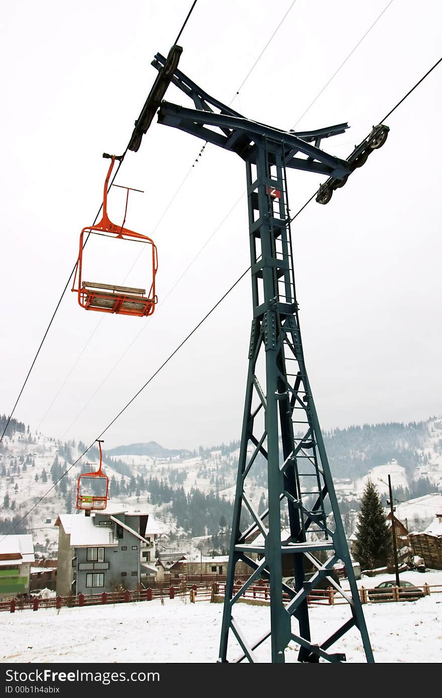 Steel pole cable railway detail