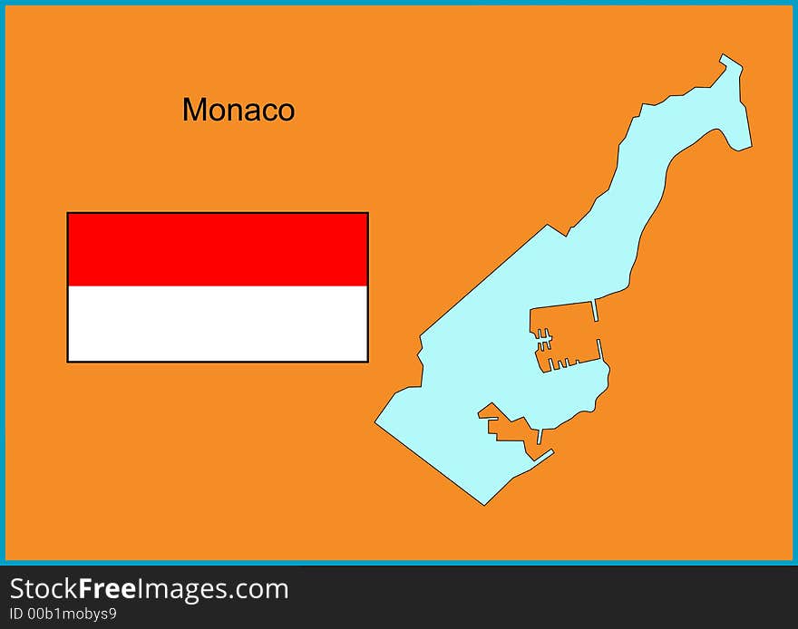 Vector map and flag of Europe country Monaco