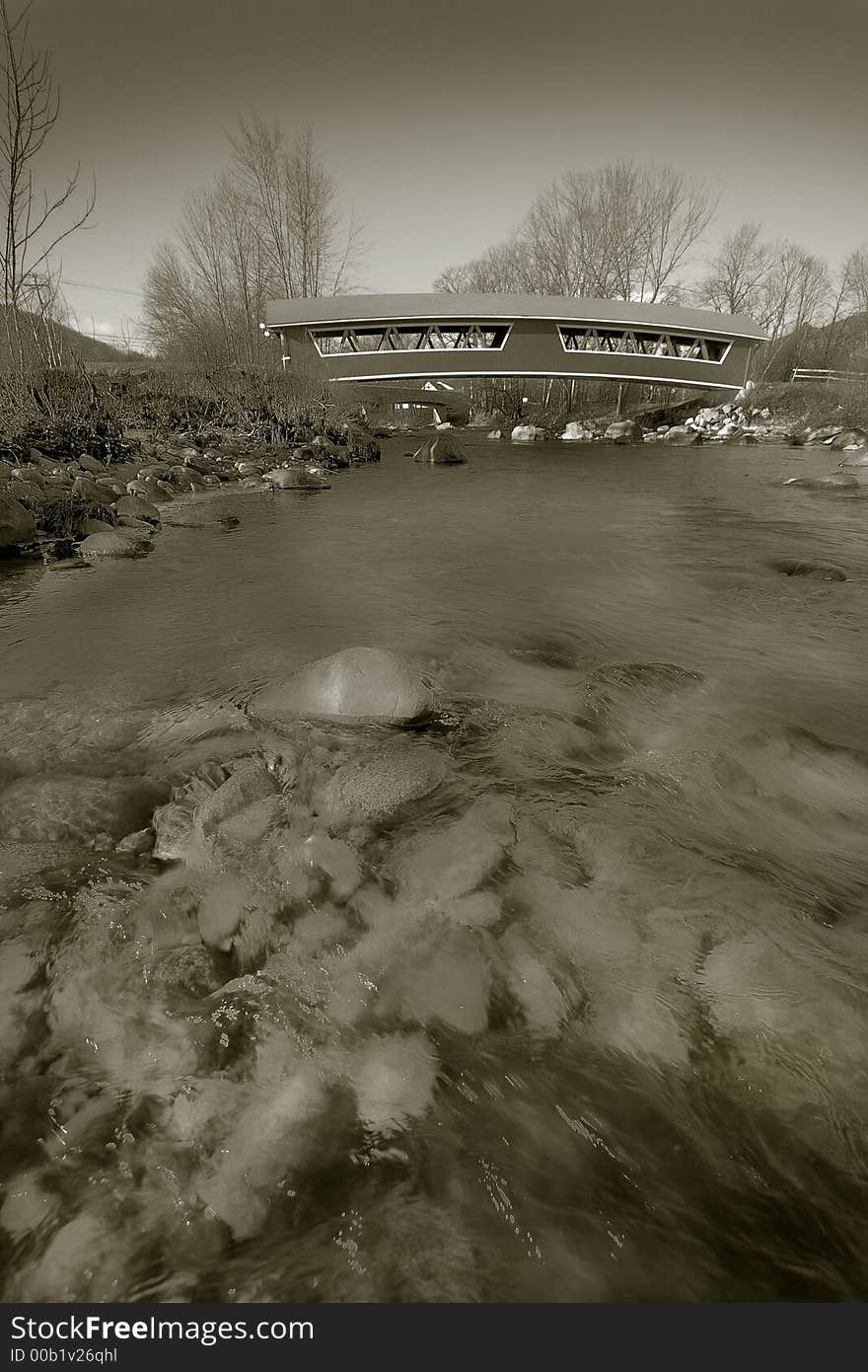 Old New England Covered Bridge In Duotone Tan