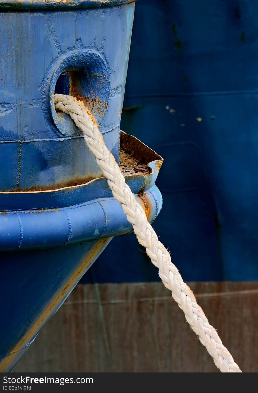 Close-up of a boat anchor rope