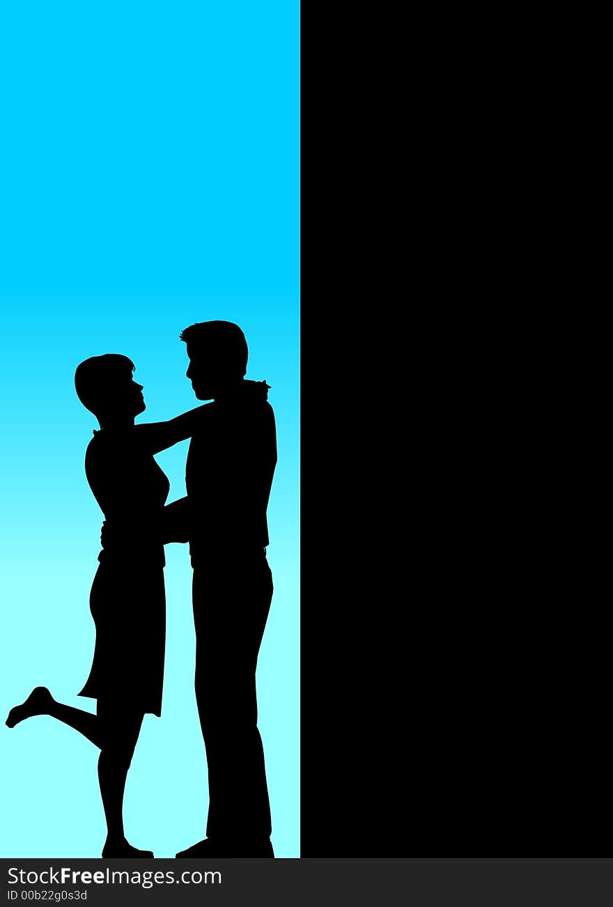 Romantic Couple Silhouette with copyspace