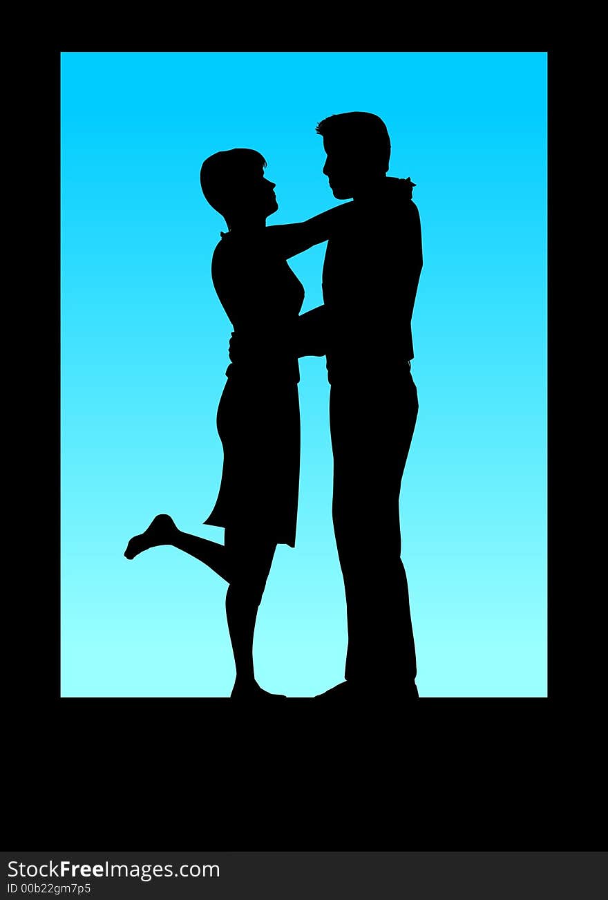 Romantic Couple Silhouette with copyspace