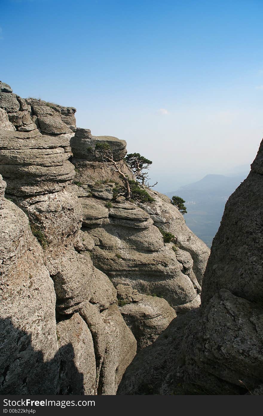 Mountain landscape on a background of the dark blue sky