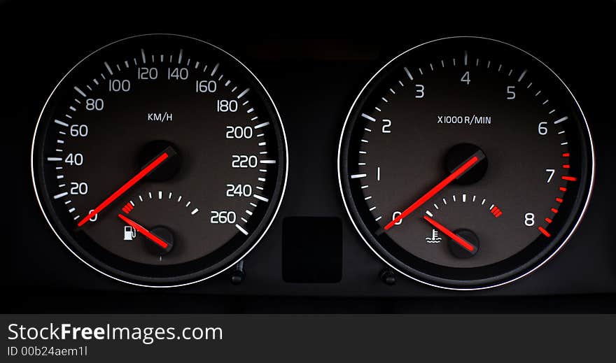 Tachometer of a sports car. Tachometer of a sports car