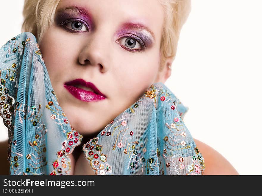 Model posing with a scarf. Model posing with a scarf