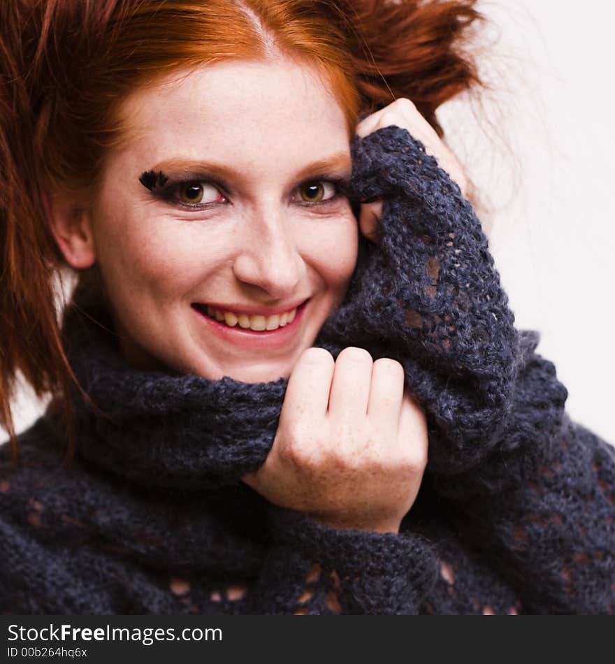 A model posing in the photo studio. A model posing in the photo studio