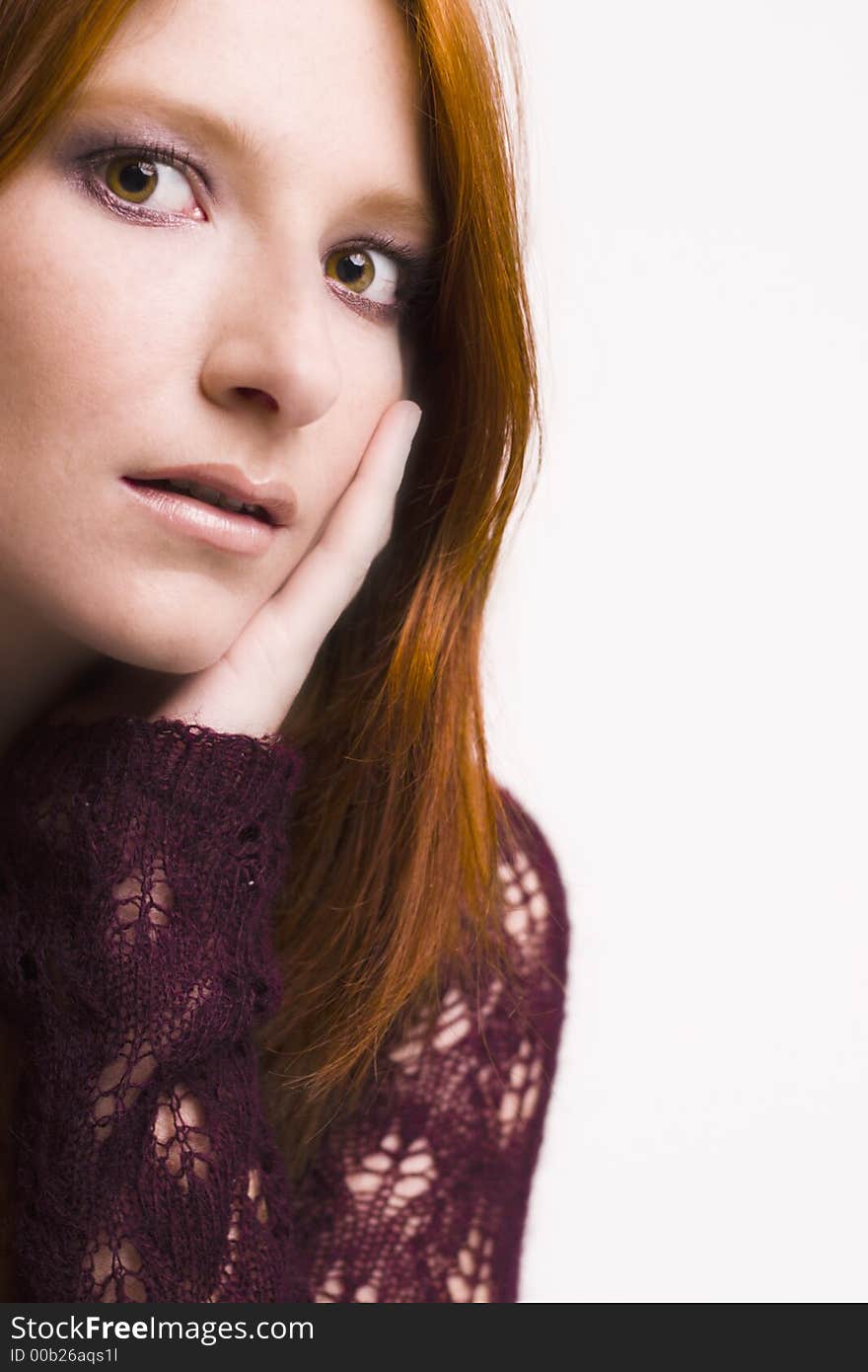 A model posing in the photo studio. A model posing in the photo studio