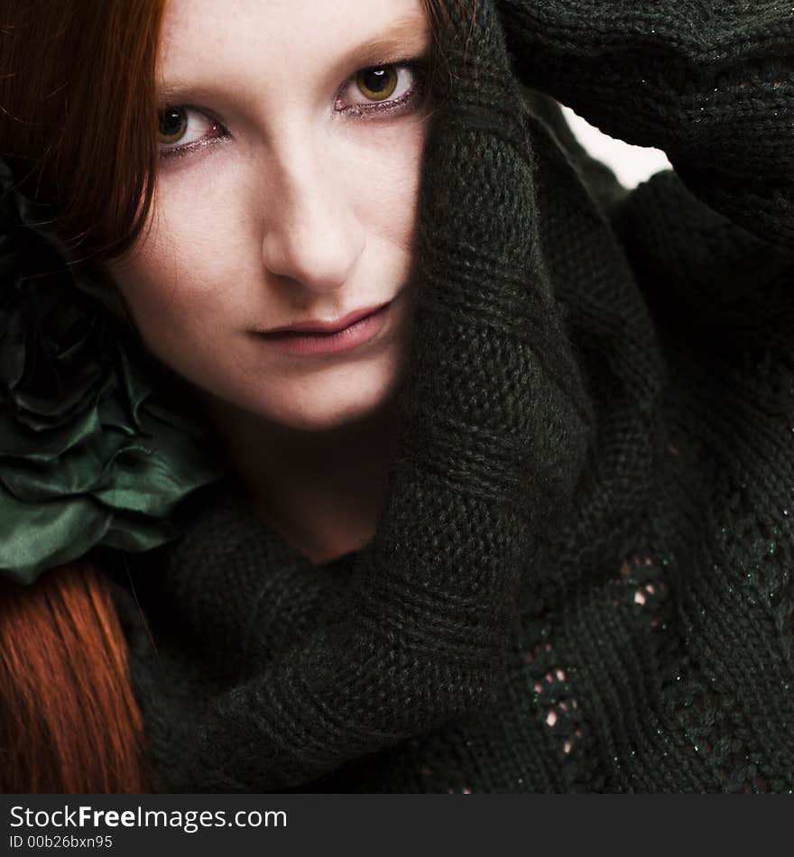 A model posing in the photo studio. A model posing in the photo studio