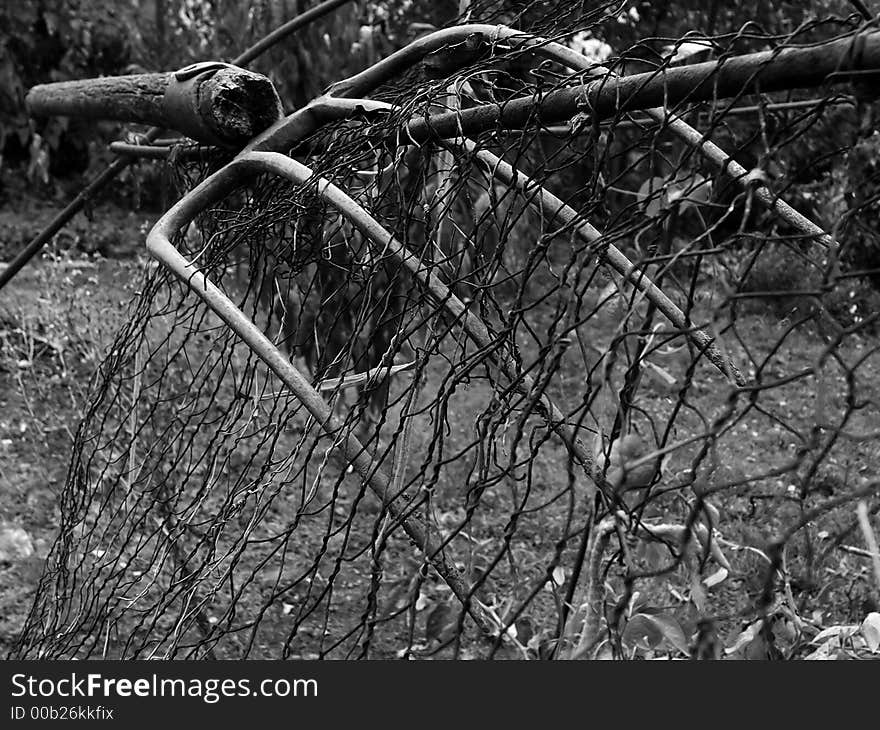 The pitchfork is relaxing in the garden