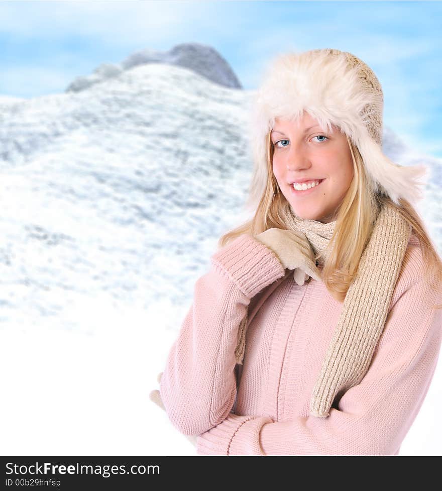 Girl in the winter scenery. Girl in the winter scenery.