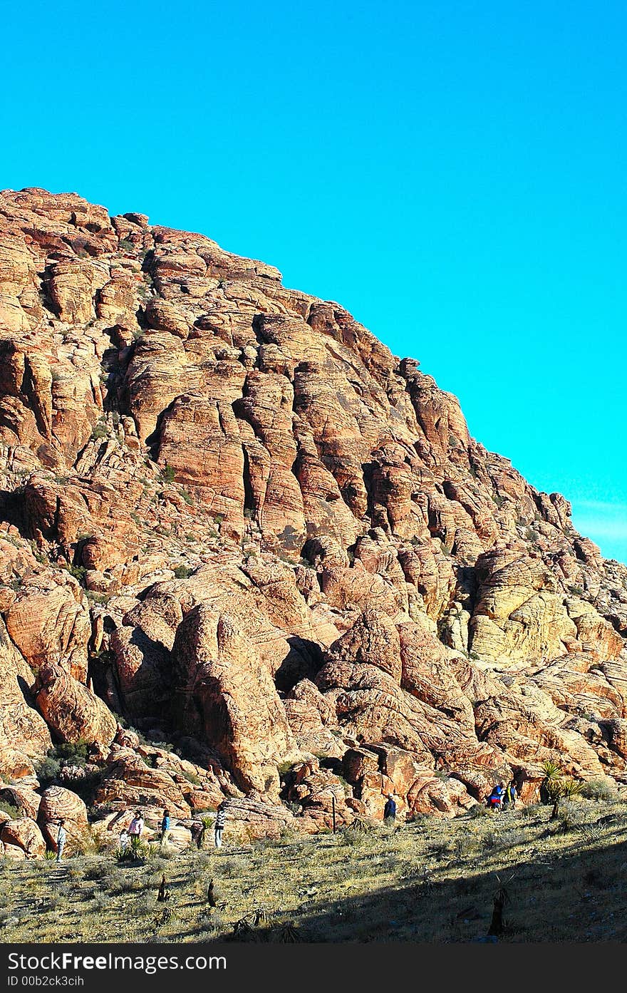 Mountains at red rock canyon with hikers. Mountains at red rock canyon with hikers