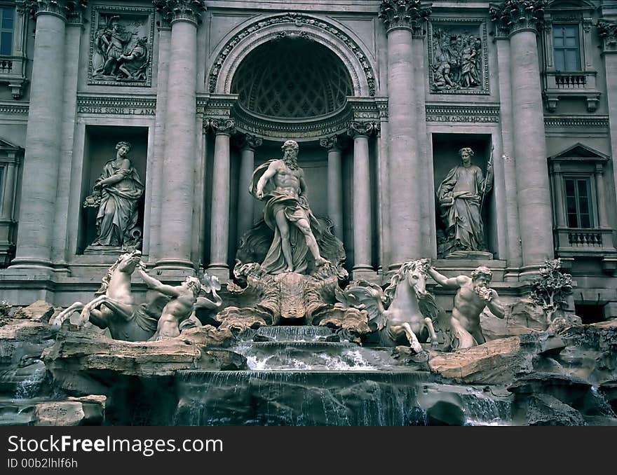 The famous Trevi fountain in Rome. The famous Trevi fountain in Rome