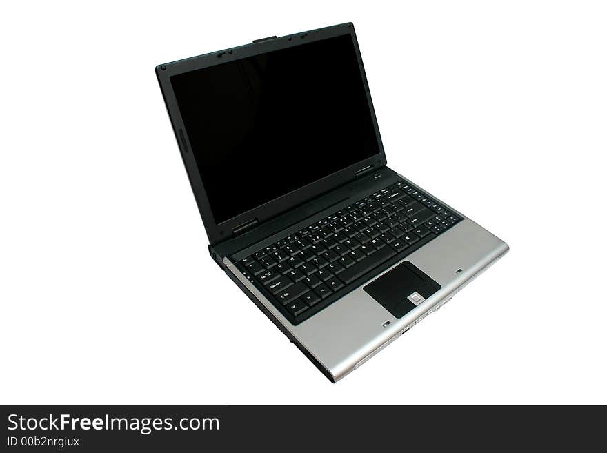 A laptop over a white background