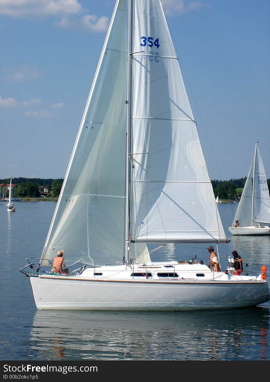 Yacht on the Herrenchiemsee in Bavaria. Yacht on the Herrenchiemsee in Bavaria.