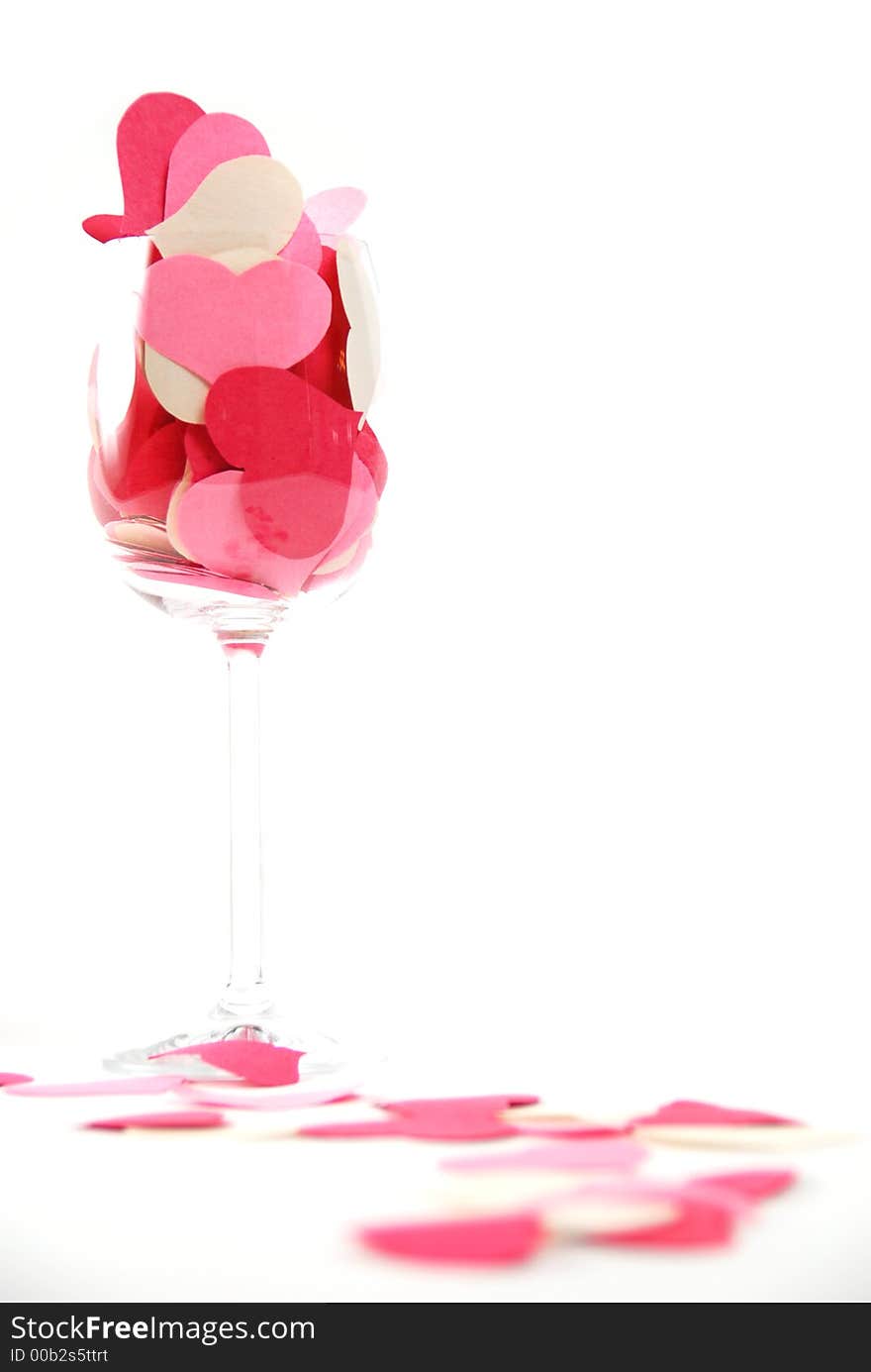 Cut Hearts In Wine Glass