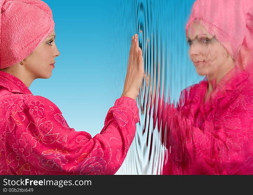 Portrait of the beautiful woman after bathing