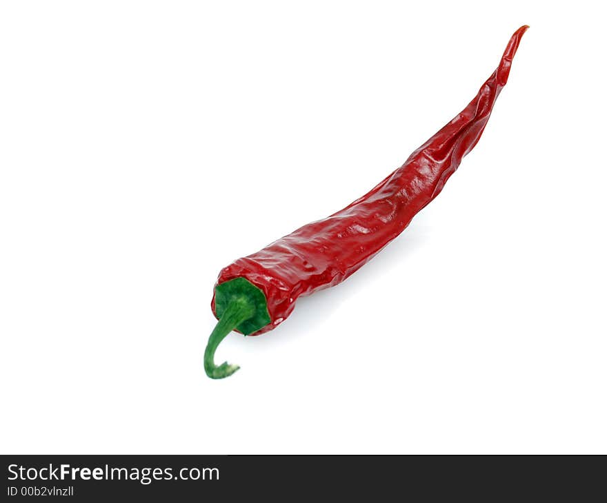 Red hot chili pepper on pure white background