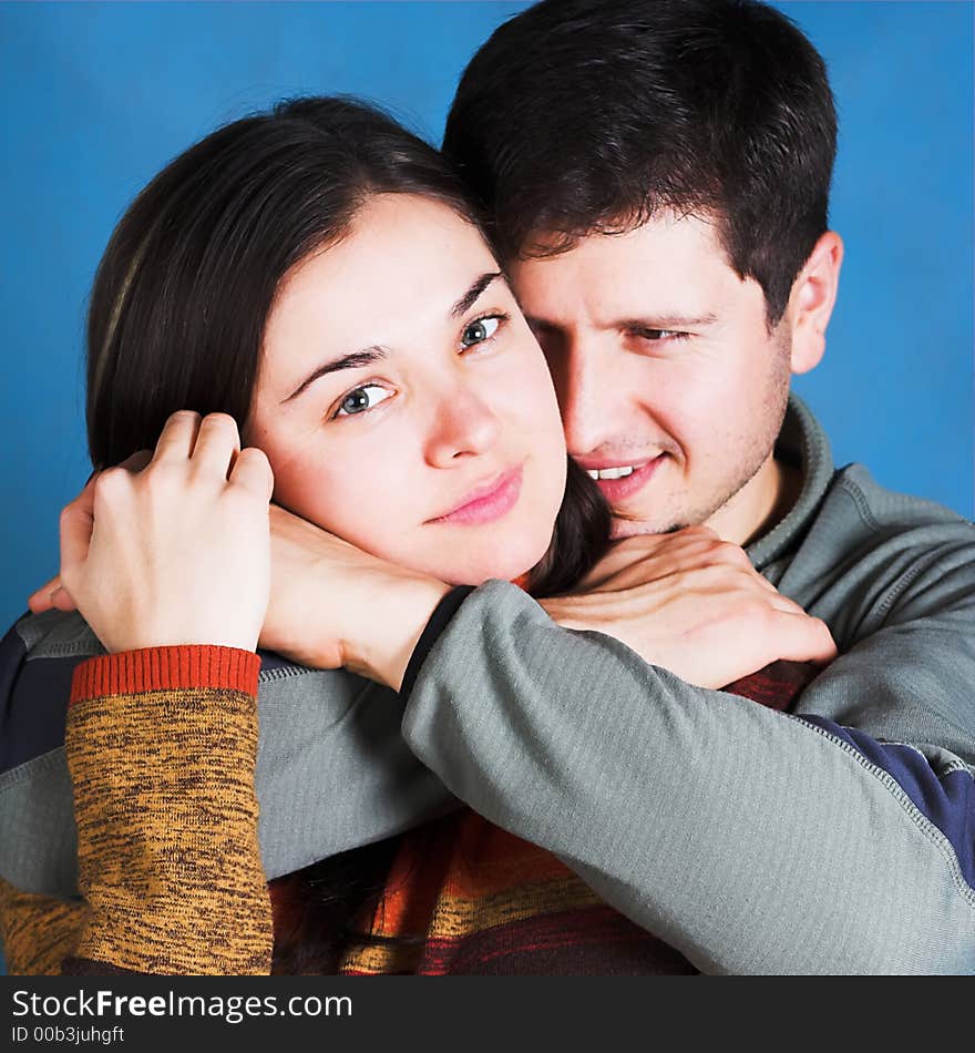 Happy couple with brunette hair