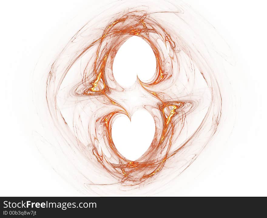 Two fractal images hearts on white background