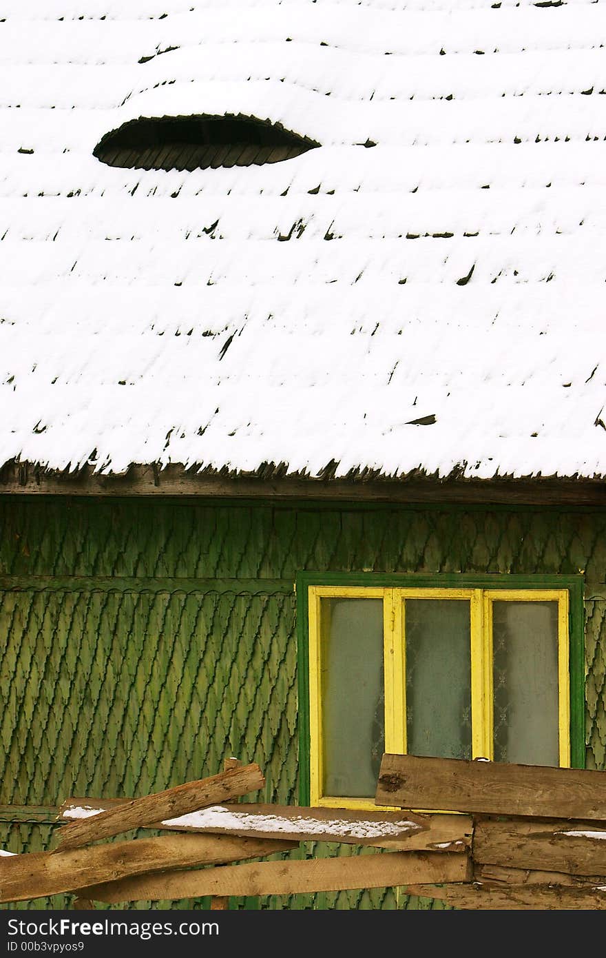 Traditional green house detail from Maramures - Romania