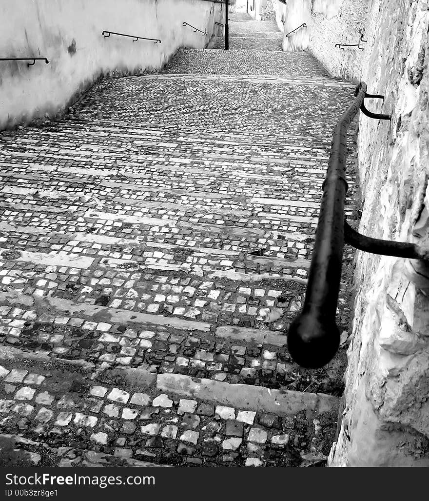 a stair in the city of Prague. a stair in the city of Prague