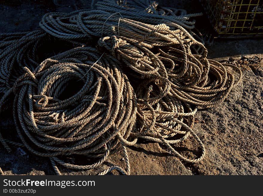 Bales Of Rope Beside Lobster Trap