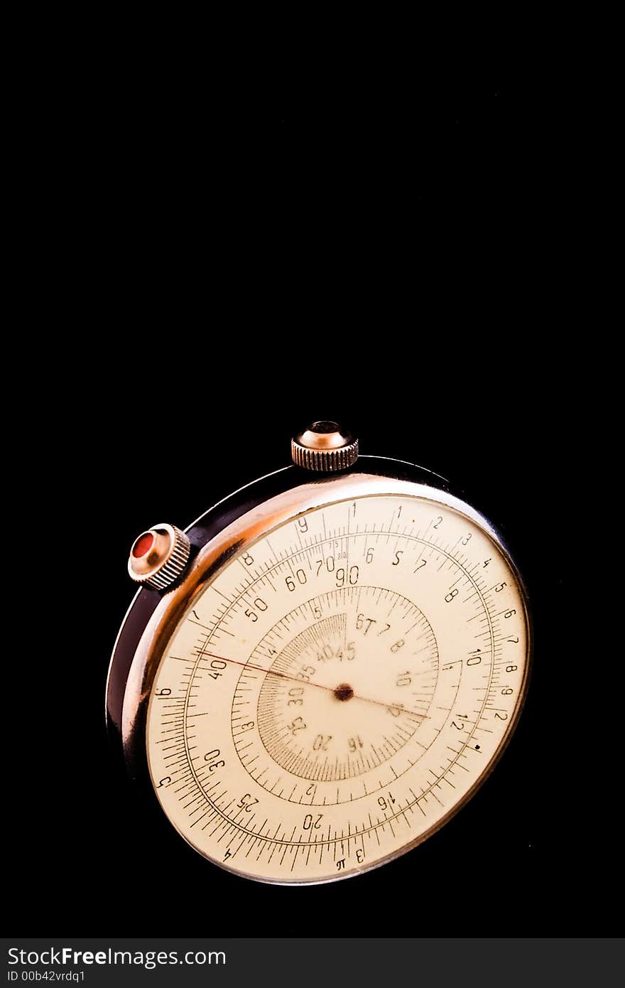 Retro round slide-rule with scratched glass