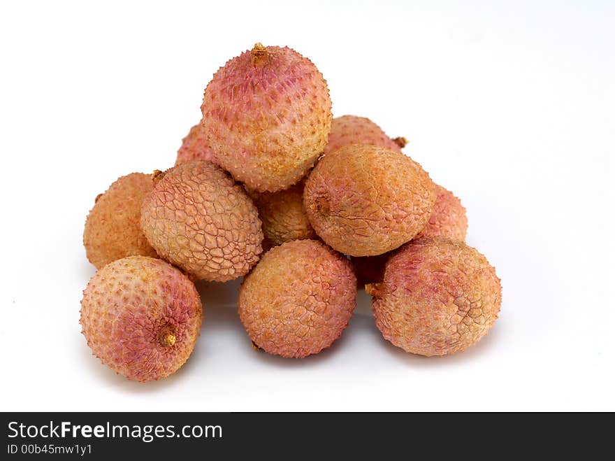 Litchi fruit on whit background