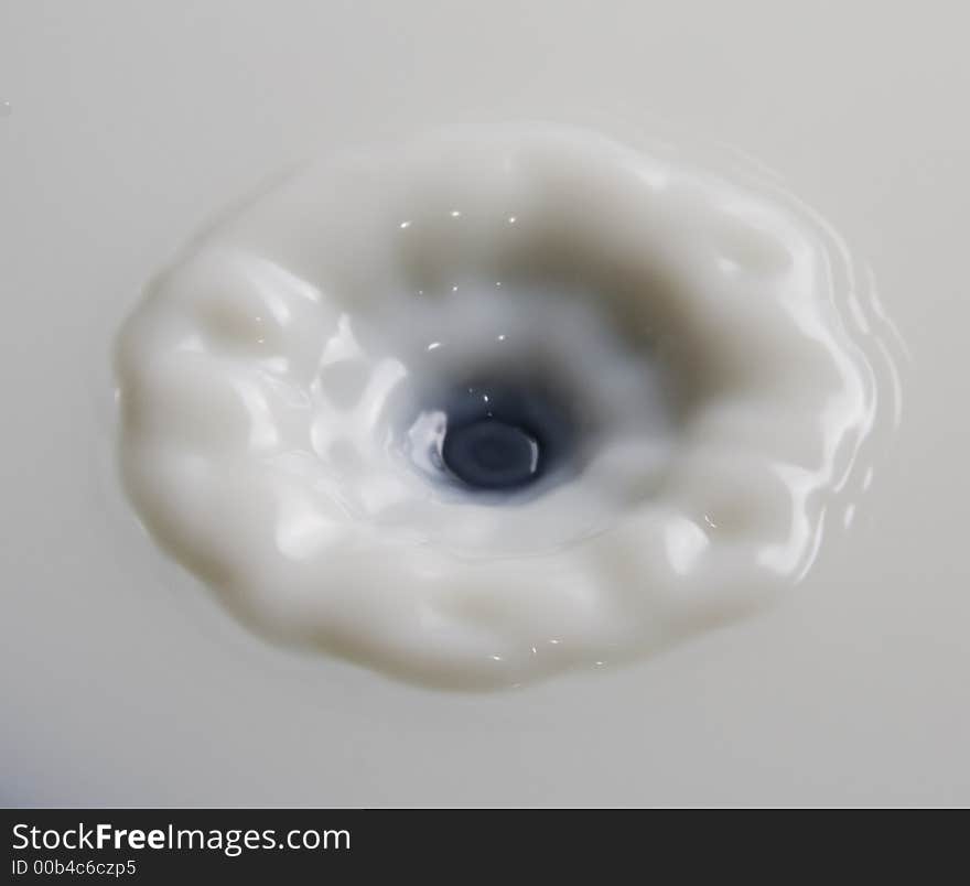 Flower-shaped waves obtained when a small drop of milk hits a shallow layer of milk over a black plate. Flower-shaped waves obtained when a small drop of milk hits a shallow layer of milk over a black plate