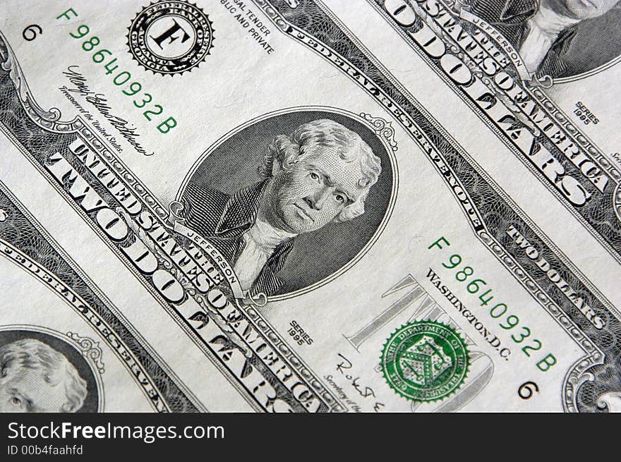 Two Dollar Bill Sheet