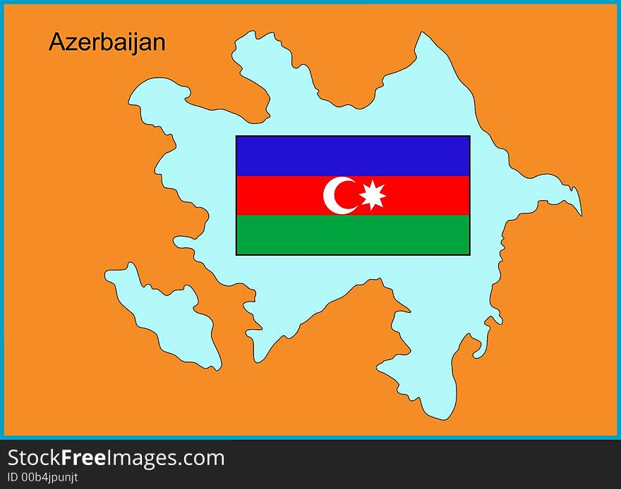 Vector map and flag of Europe country Azerbaijan