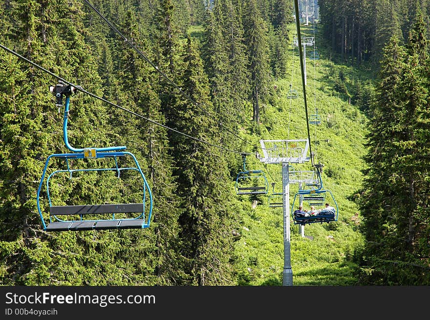 A chair lift in Tatra mountains. A chair lift in Tatra mountains