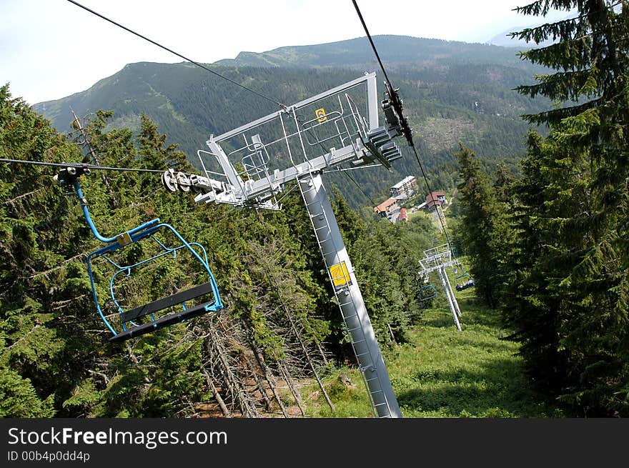 A chair lift in Tatra mountains. A chair lift in Tatra mountains