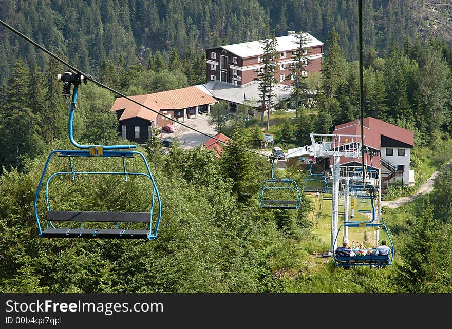 A chair lift in Tatra mountains. A chair lift in Tatra mountains