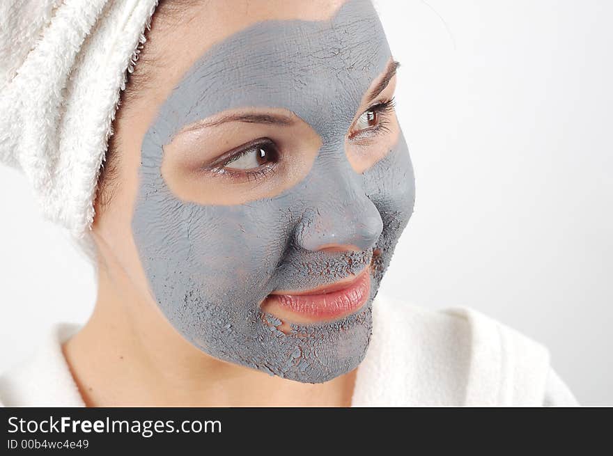 Attractive woman with blue beauty mask. Attractive woman with blue beauty mask