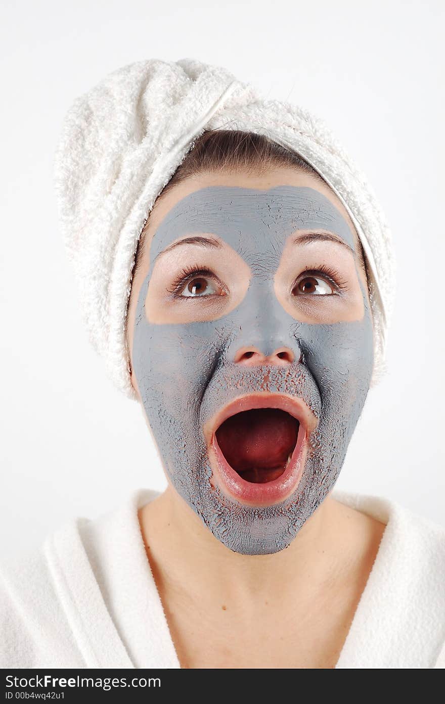 Attractive woman with blue beauty mask. Attractive woman with blue beauty mask