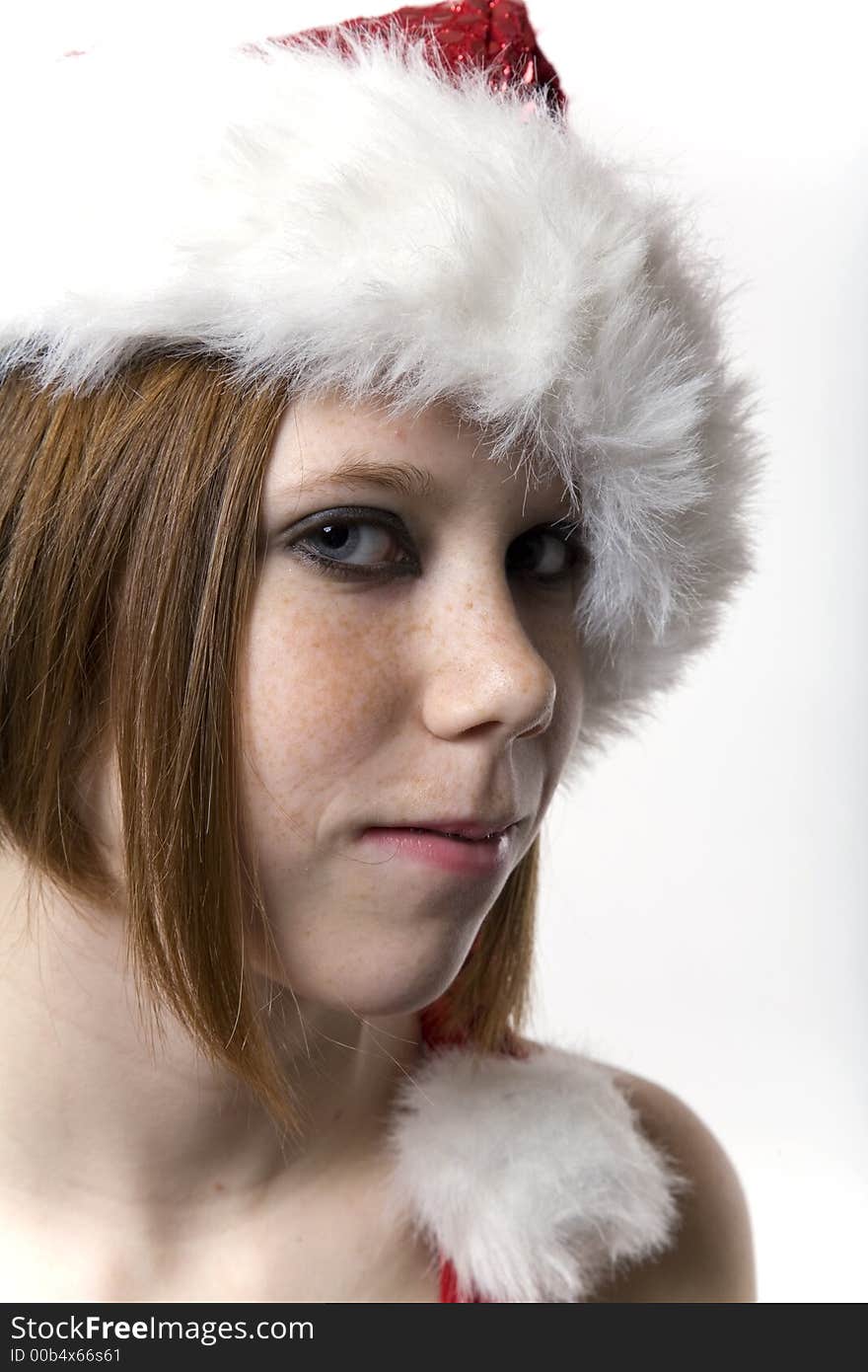 Girl posing for Christmas card photos