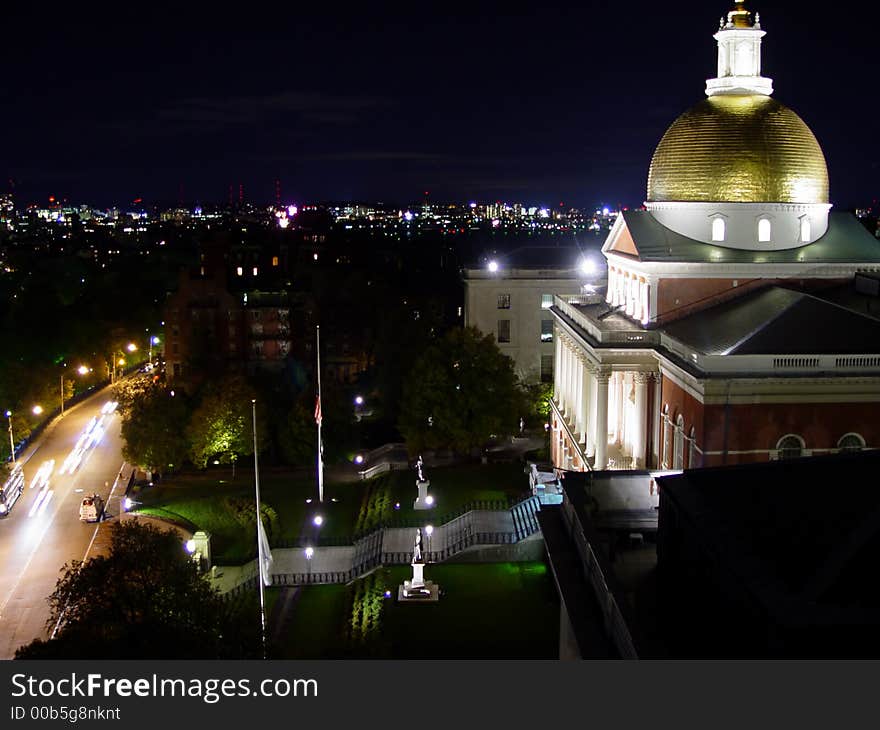 Statehouse dome in Boston Massachusetts in the night. Statehouse dome in Boston Massachusetts in the night.