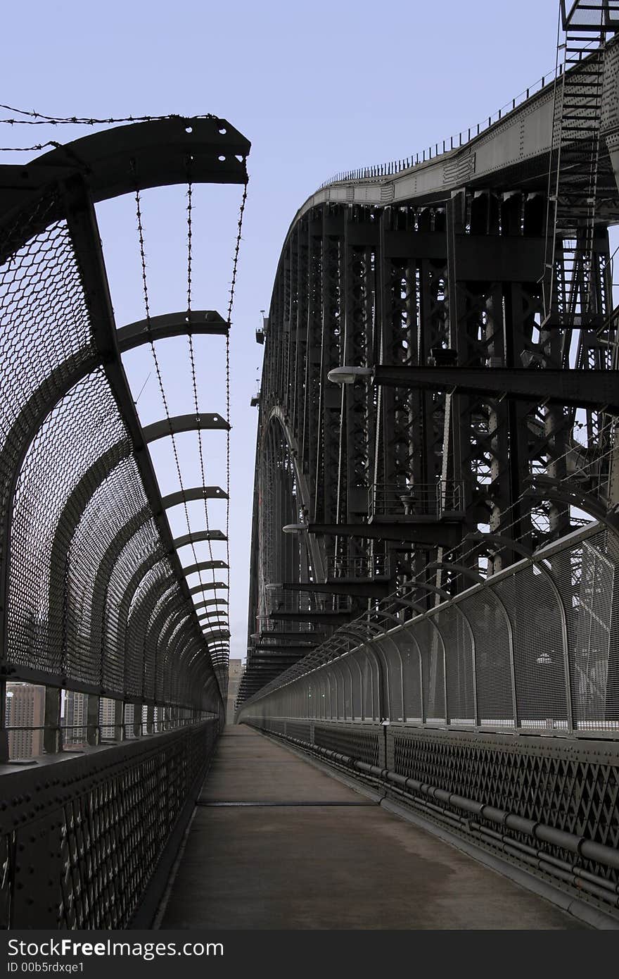 Empty Sydney Harbor Bridge Walkway, Early Morning, Australia