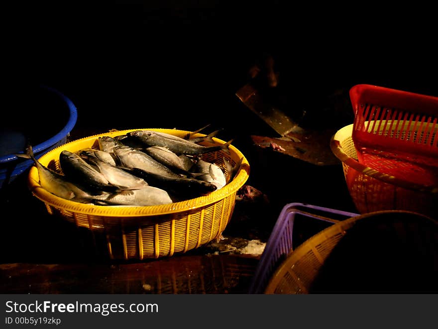 A fish stall in the wet market. A fish stall in the wet market