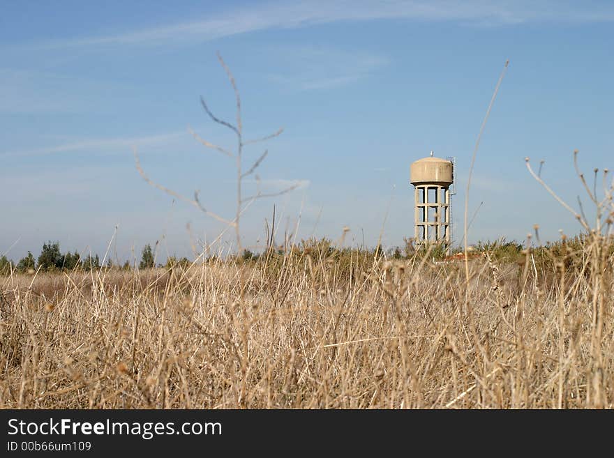 Water tower and a field, Israel