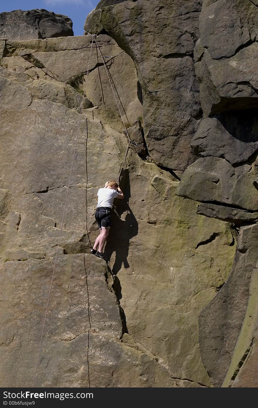 Climber at Cow and Calf Rocks