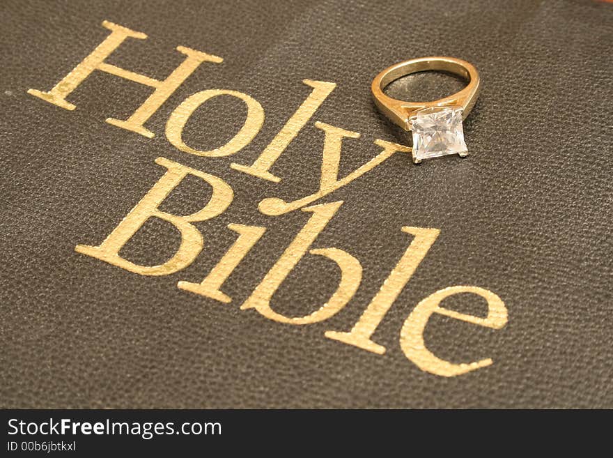 Engagement Ring On Bible Upclose