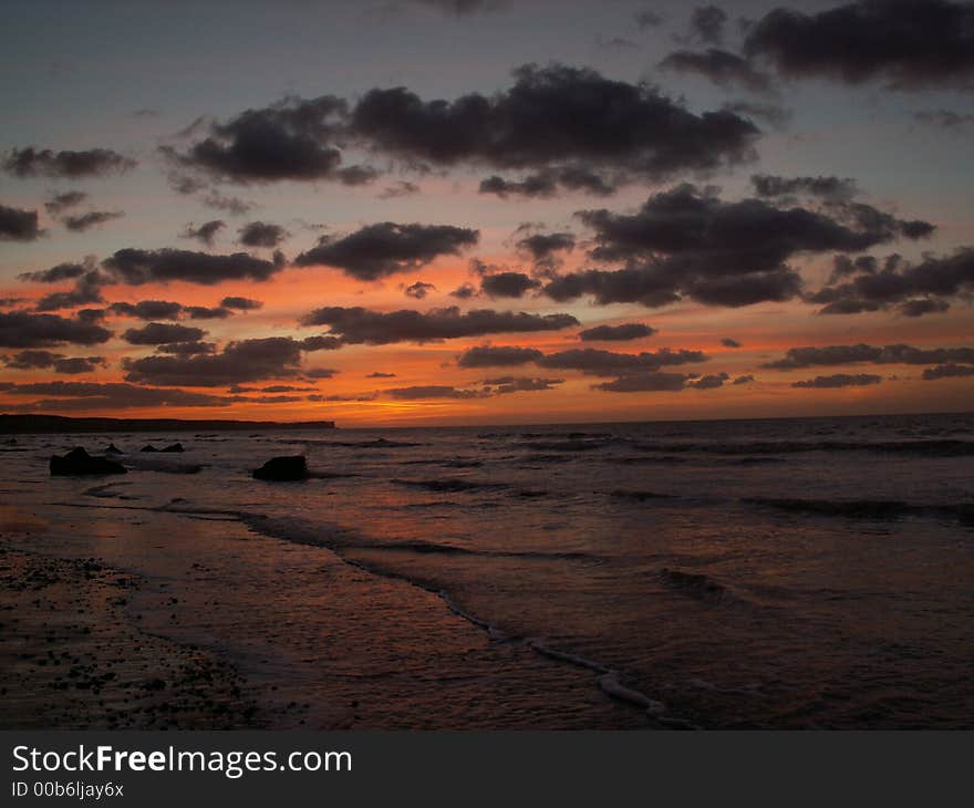 Sunset on the beach of sotteville, normandy. Sunset on the beach of sotteville, normandy