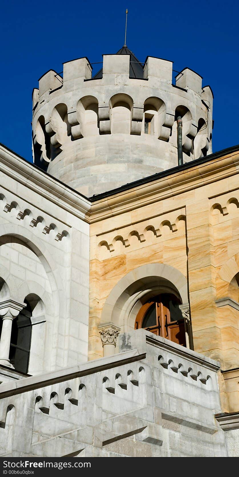 Medieval looking turret on the castle at Neuschwanstein, Germany. Medieval looking turret on the castle at Neuschwanstein, Germany.