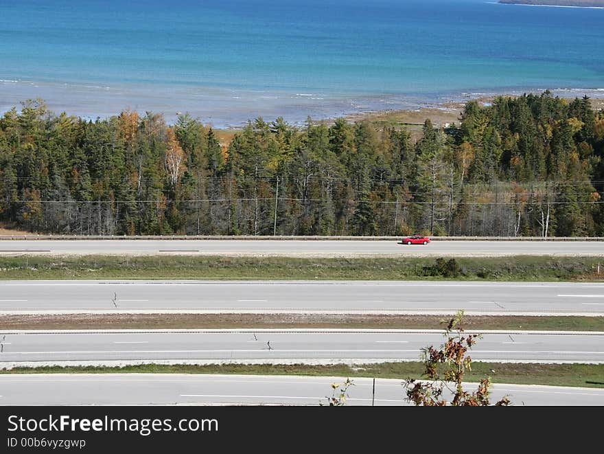 Scenic drive by Huron lake shore. Scenic drive by Huron lake shore