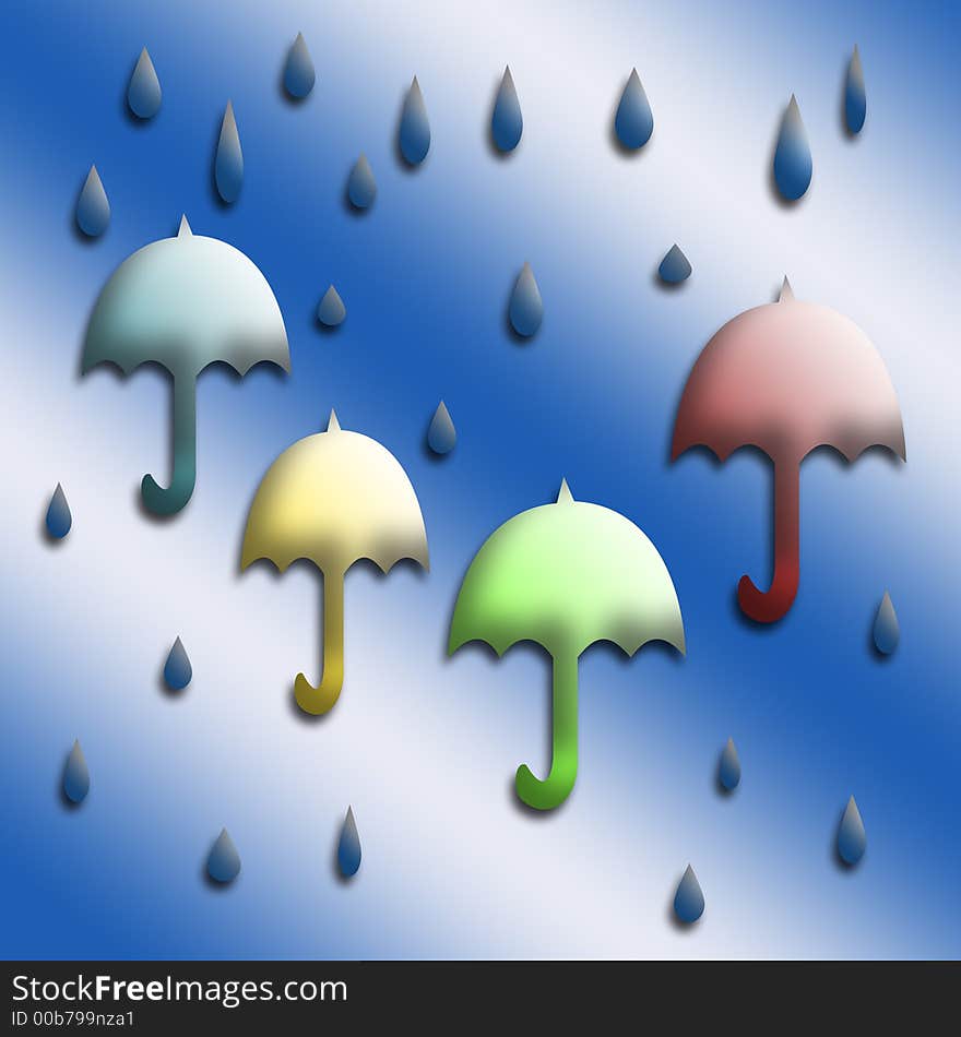 Abstract colorful pastel umbrellas   in the rain. Abstract colorful pastel umbrellas   in the rain