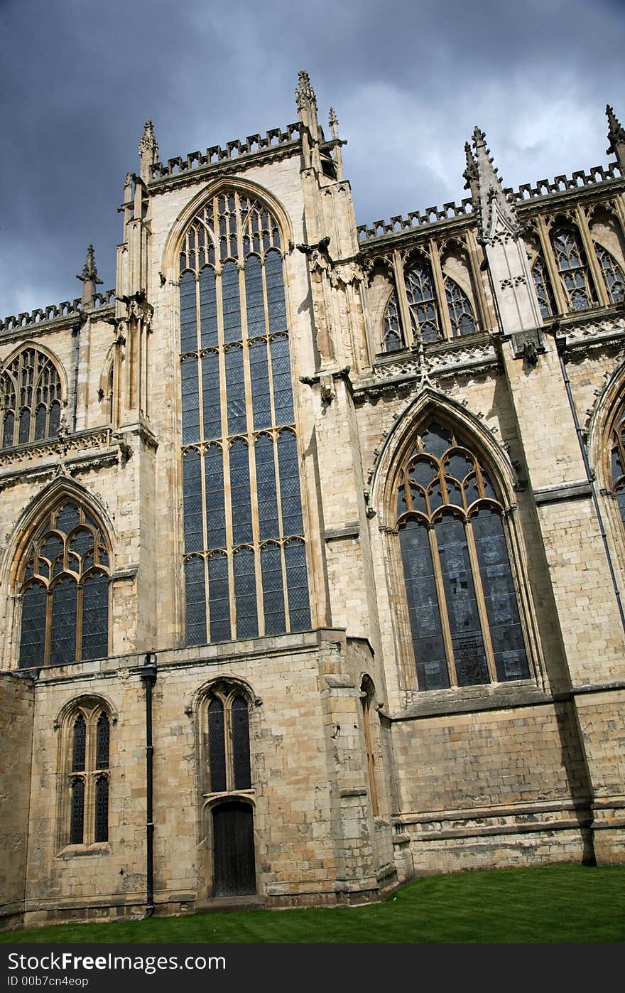 Vertical view of York Minster York England on a grey day