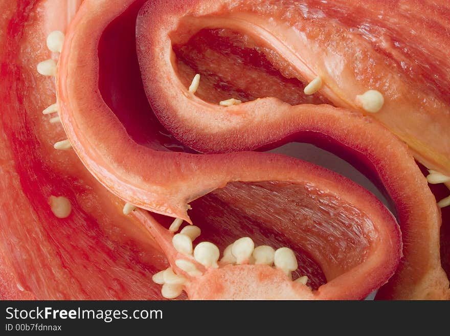 Close up of red cutted bellpepper. Close up of red cutted bellpepper